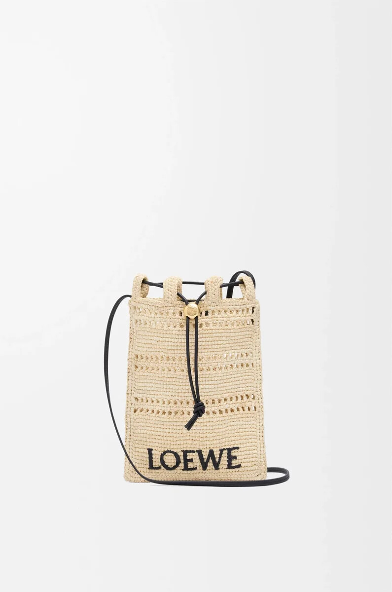 kordelzugtasche aus bast naturschwarz