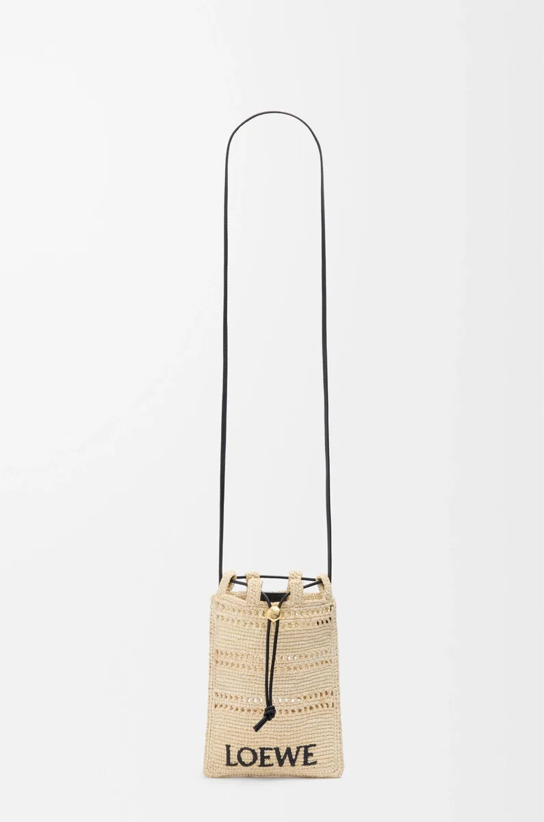 kordelzugtasche aus bast naturschwarz