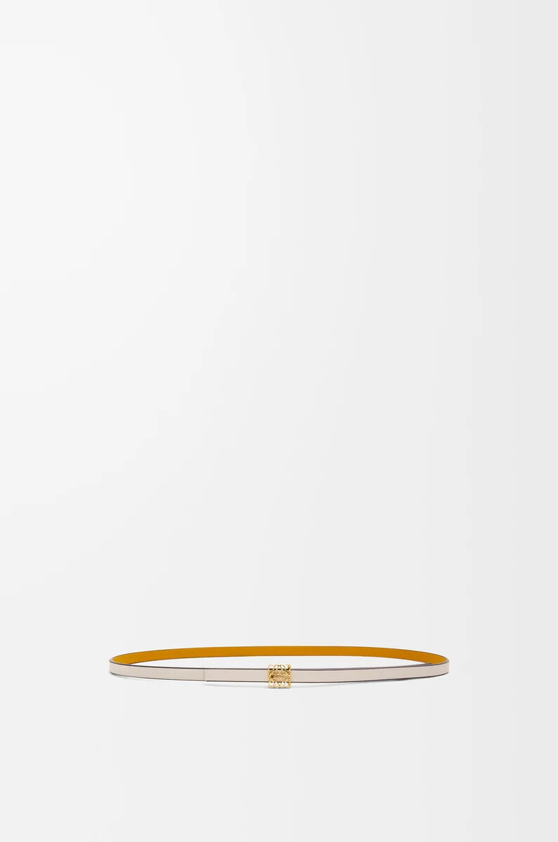wendbarer anagram-würfelgürtel aus glattem kalbsleder in den farben soft whitesunflowergold