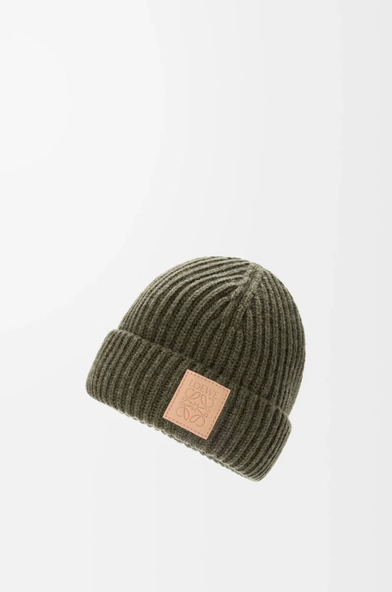 mütze aus kaschmir in dunkelkhaki