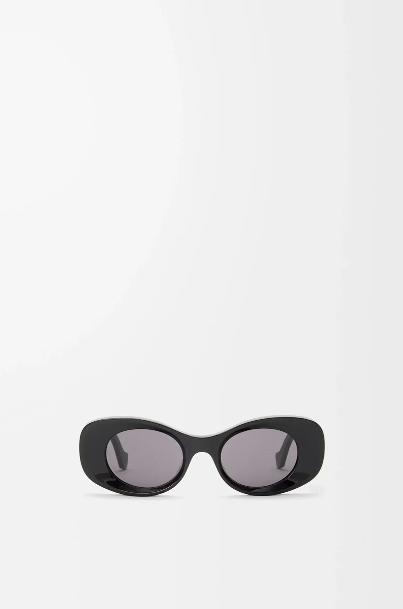 schwarze maxi-sonnenbrille mit abgeschrägter ovaler form und anagramm-design