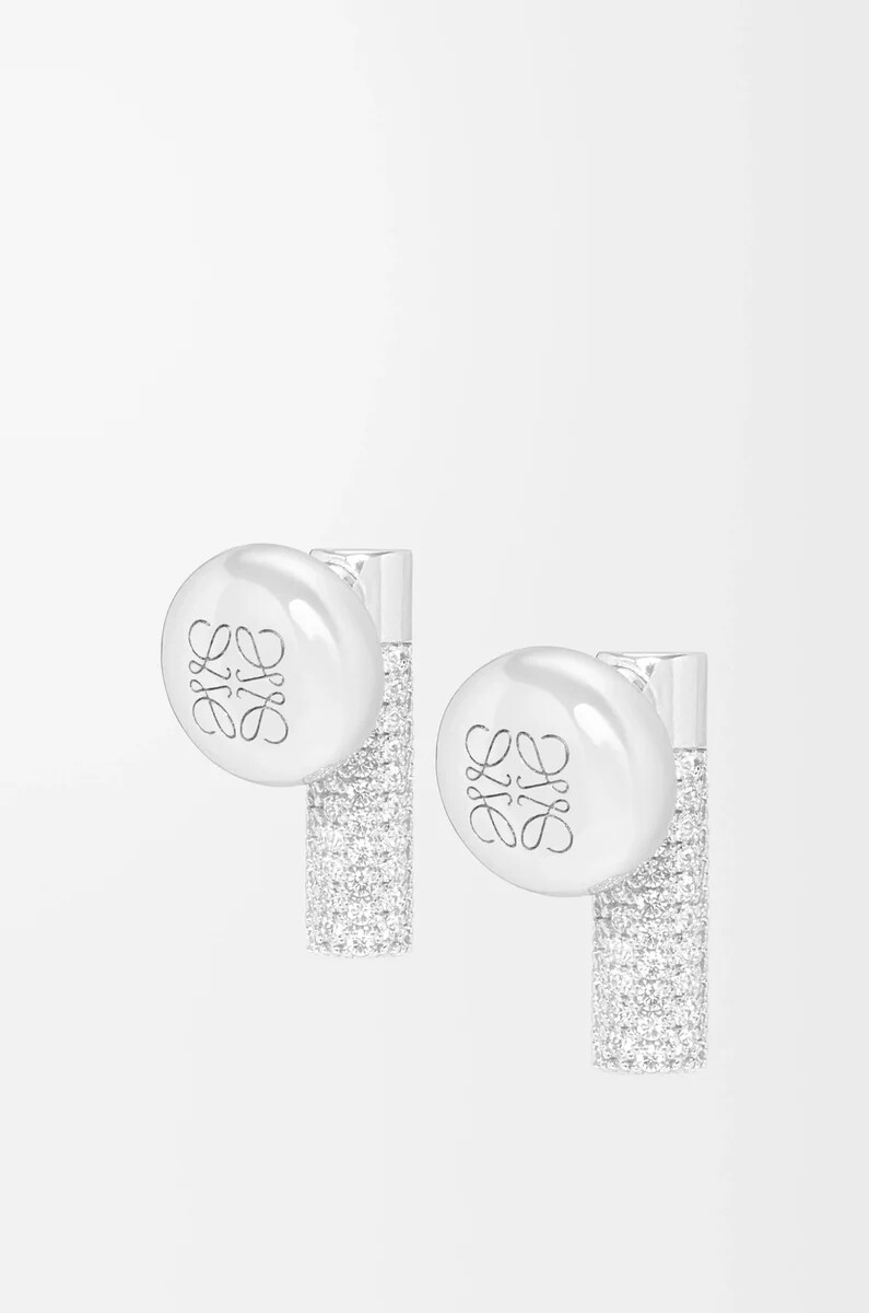 kieselstein-ohrstecker aus sterlingsilber und kristallen silberweiß