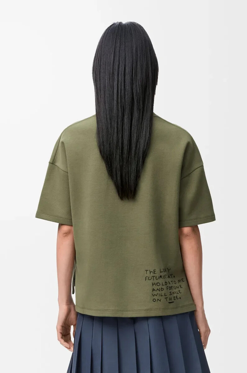 normal geschnittenes t-shirt aus baumwollmischgewebe in khakigrün