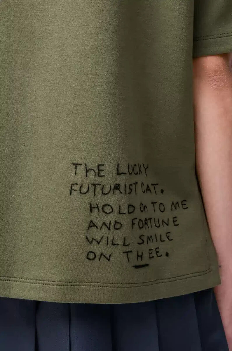 normal geschnittenes t-shirt aus baumwollmischgewebe in khakigrün