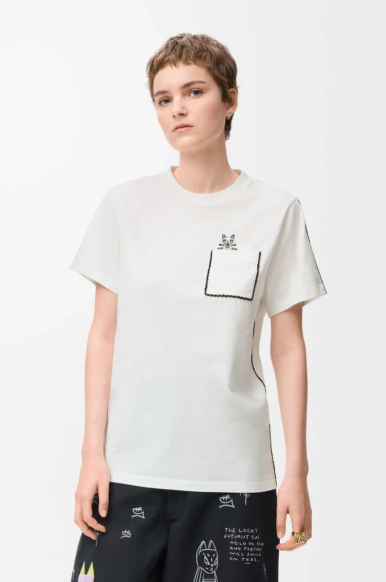 weiß normale passform t-shirt aus baumwolle