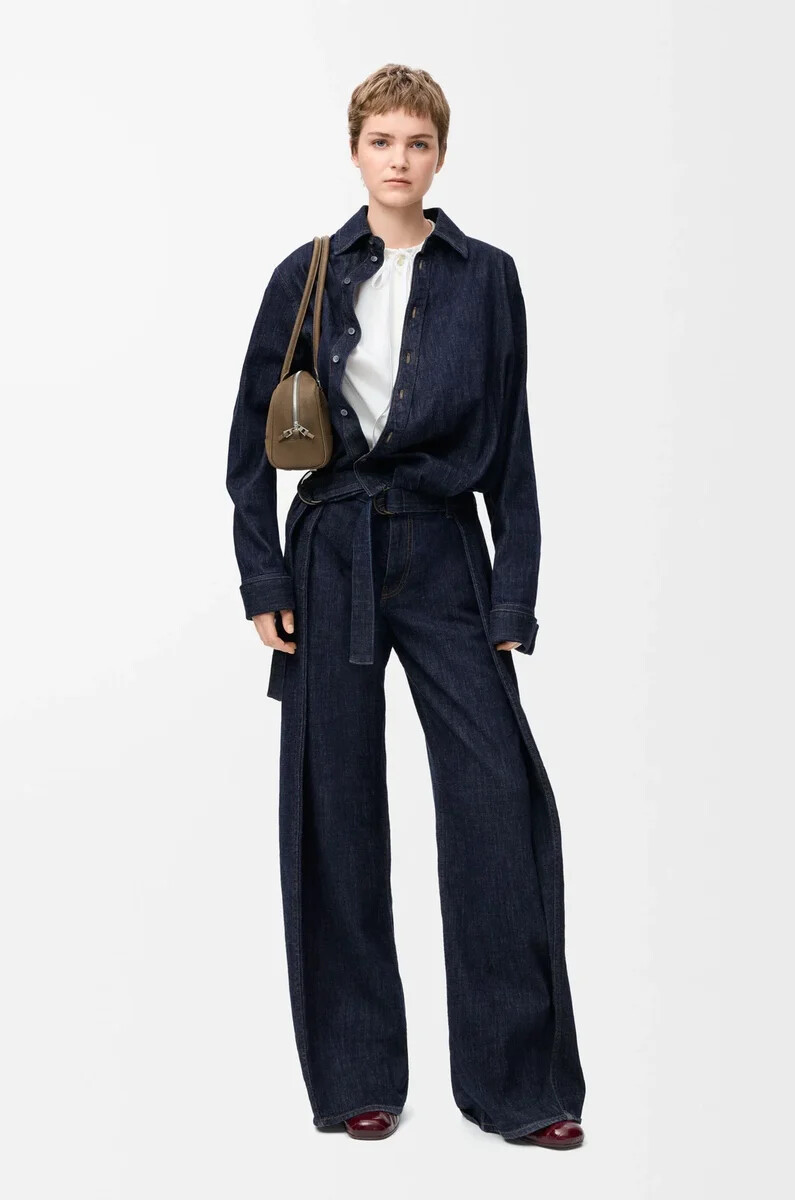 jeans mit gürtel in denim-indigoblau