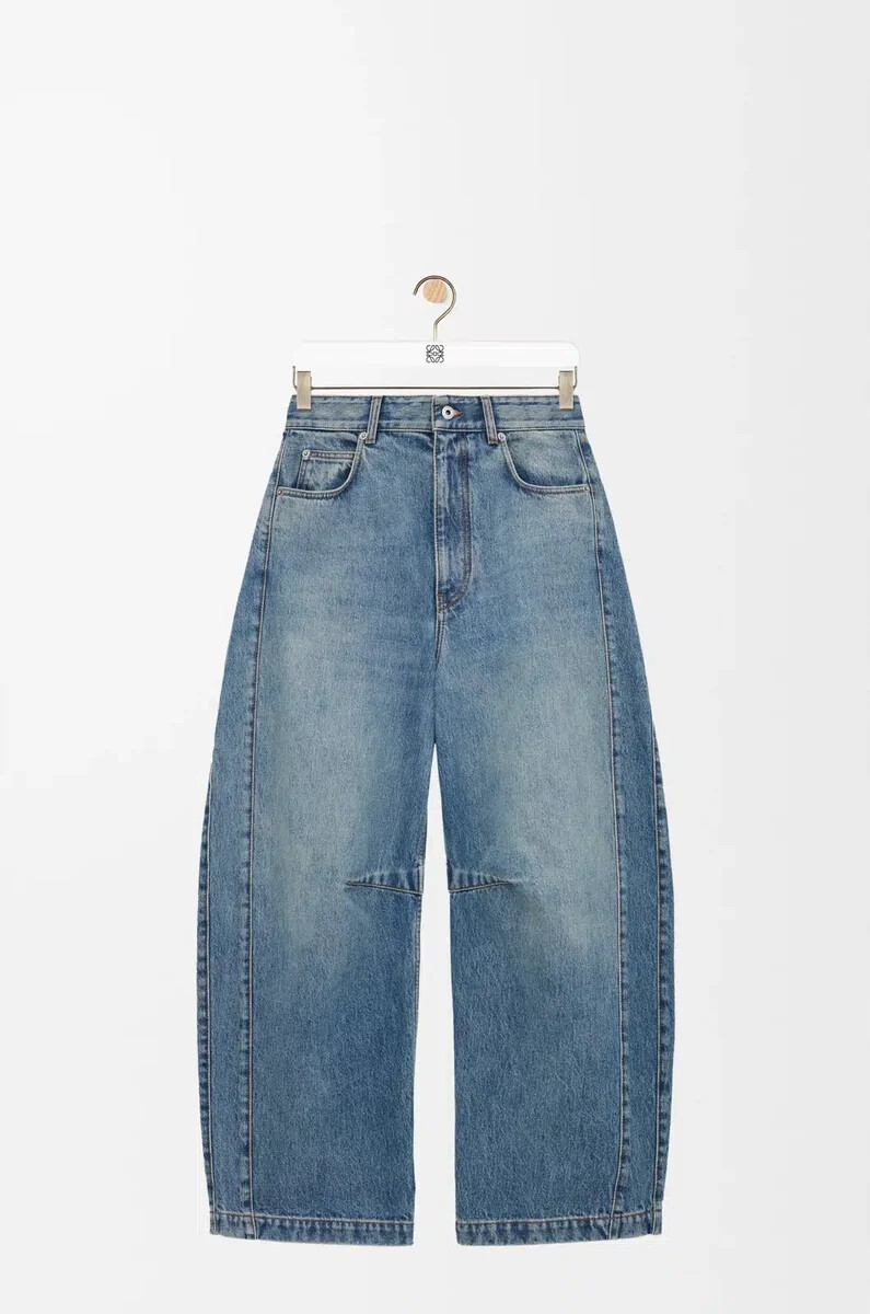barrel jeans aus gewaschenem denim