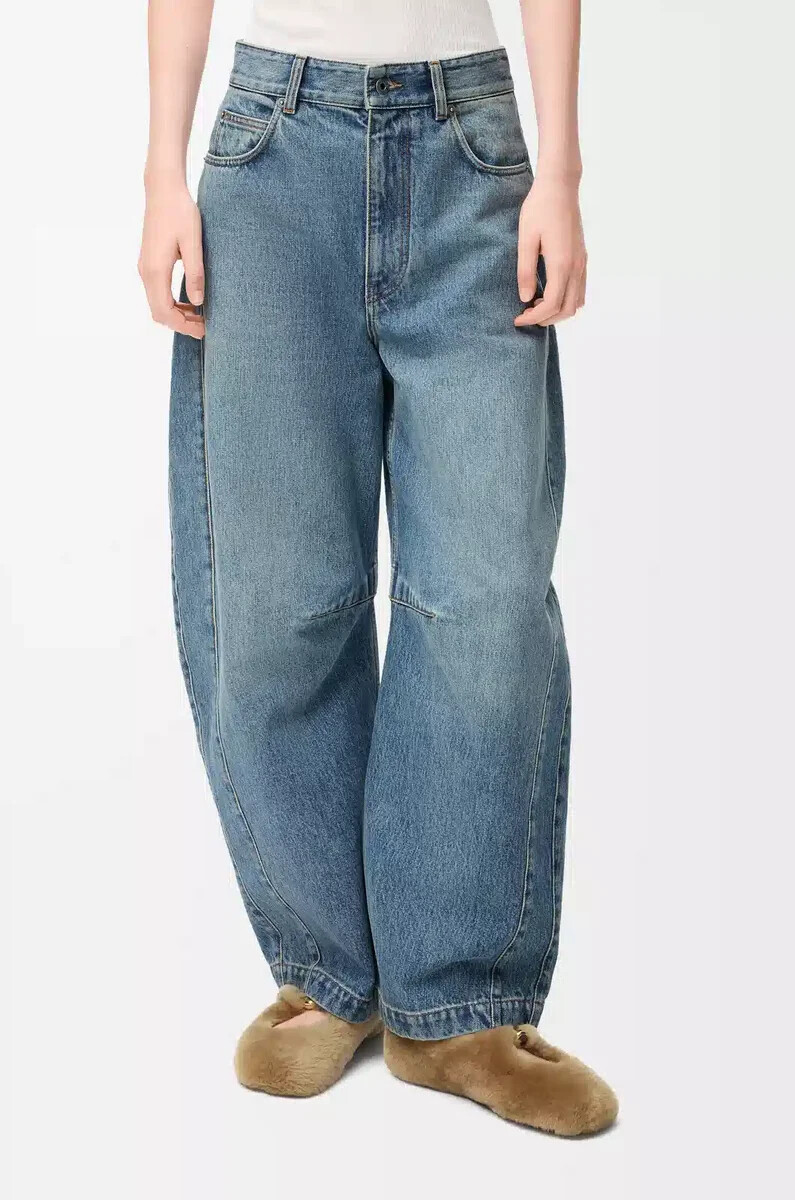 barrel jeans aus gewaschenem denim