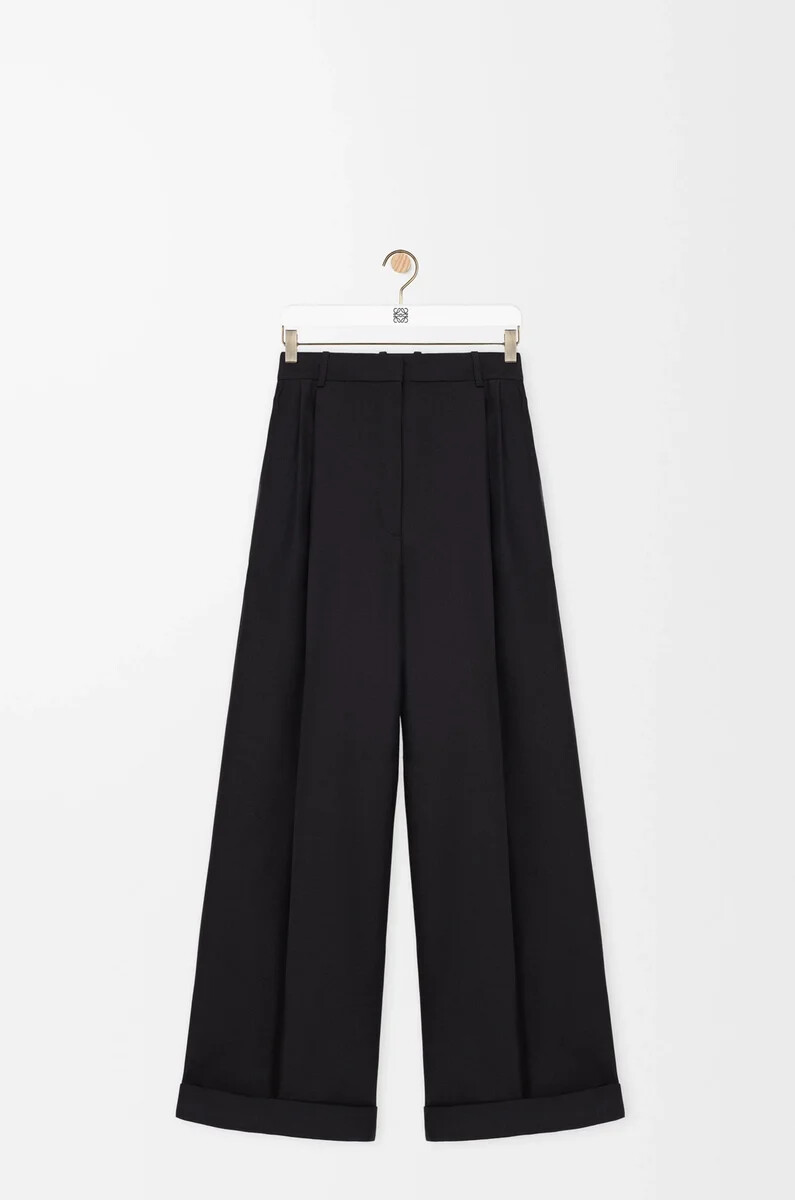 hose aus wolle und seide schwarz