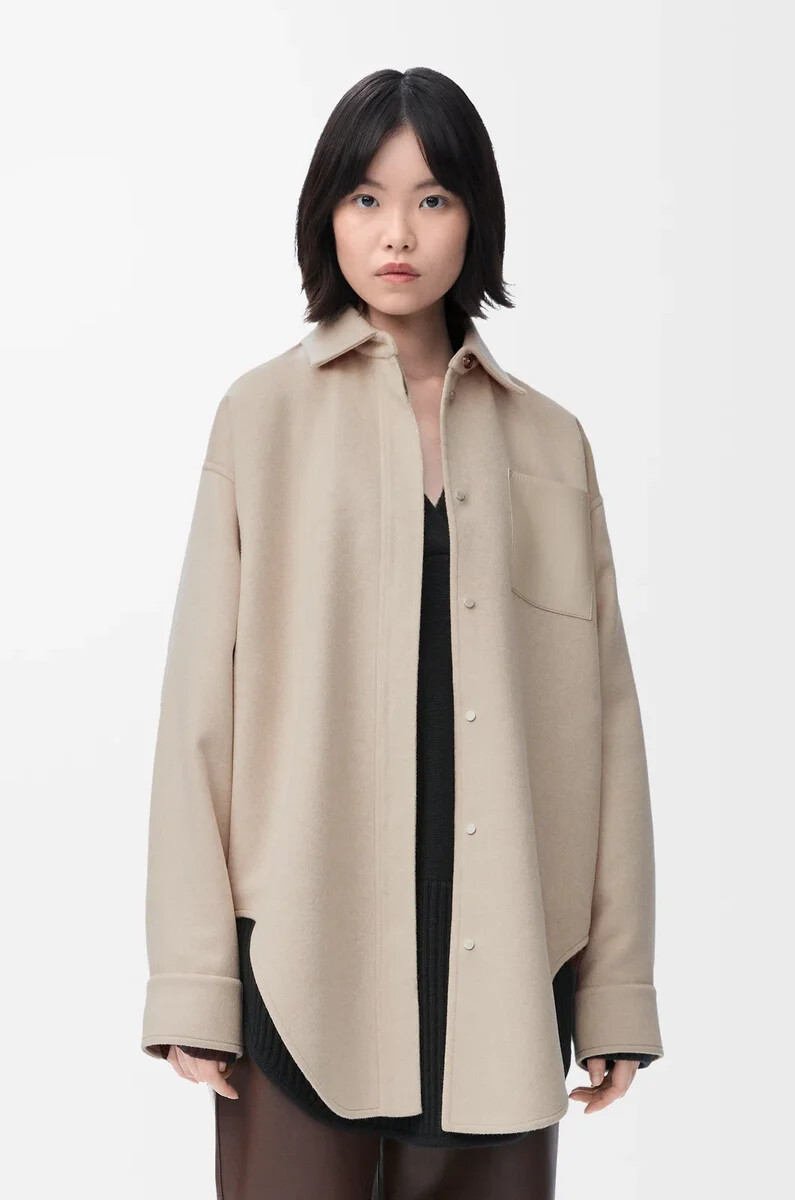 overshirt aus wolle und kaschmir hellbeige melange