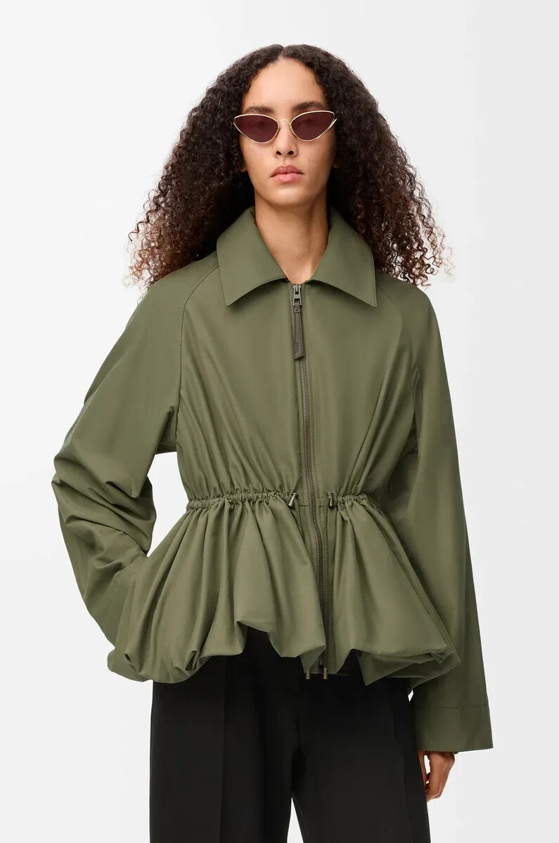 jacke aus baumwollmischgewebe in khakigrün