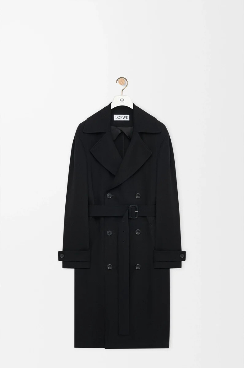 schwarzer trenchcoat aus stretch-viskose