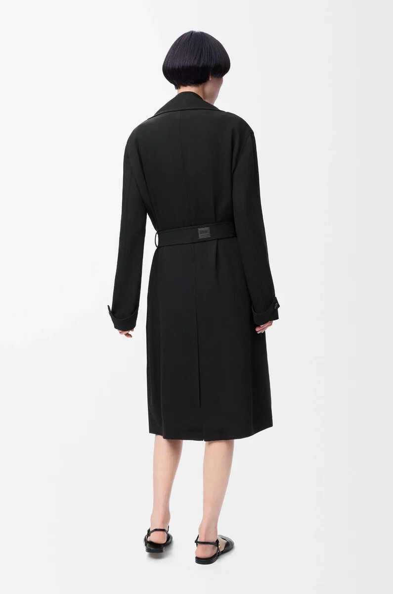 schwarzer trenchcoat aus stretch-viskose