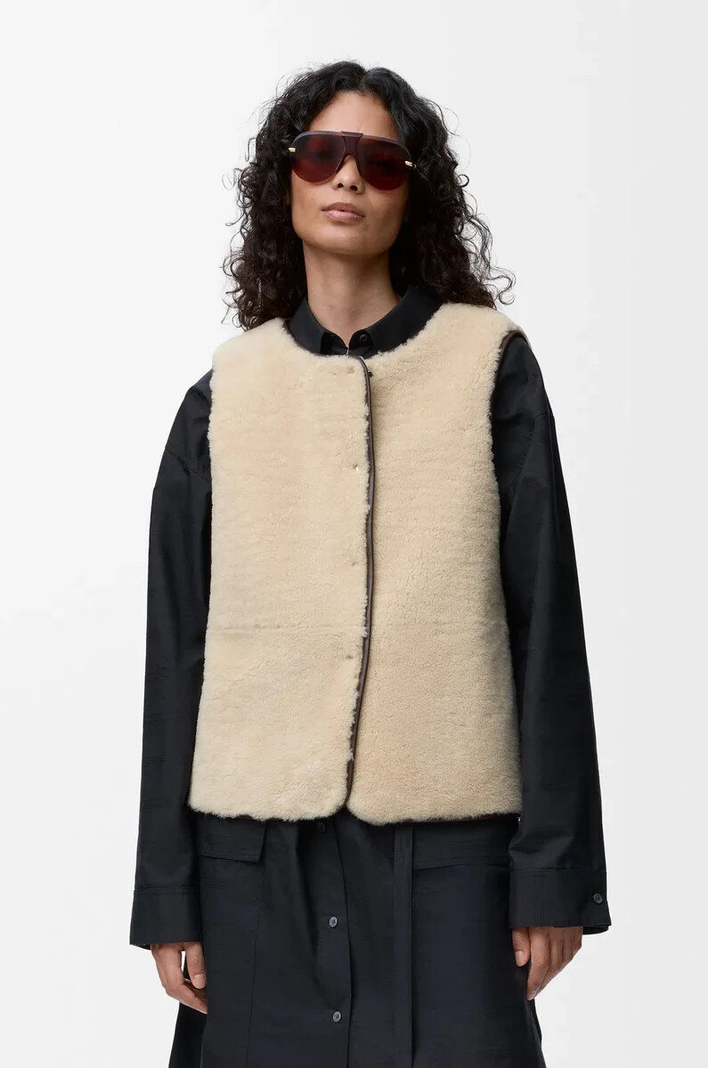 daunenjacke aus shearling- und baumwollmischung schwarz