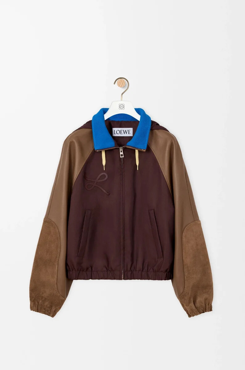 bomberjacke aus funktionsgewebe braun
