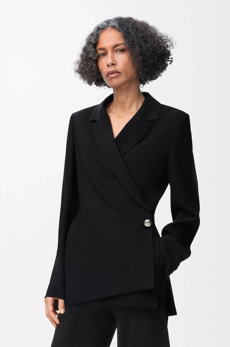 schwarze jacke aus stretch-viskose-mischgewebe