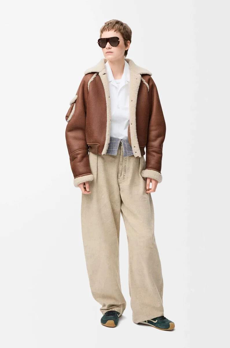 bomberjacke aus shearling braun