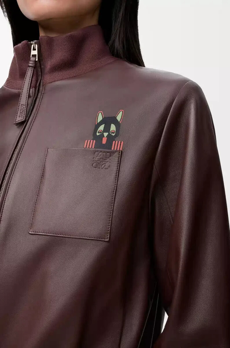kurze jacke aus braunem nappa-lammleder