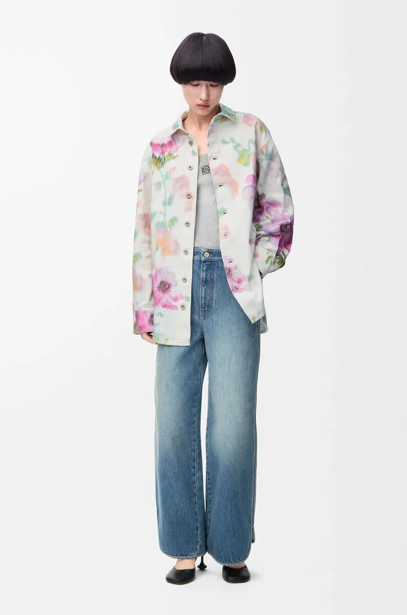 Überhemd aus denim weißrosa