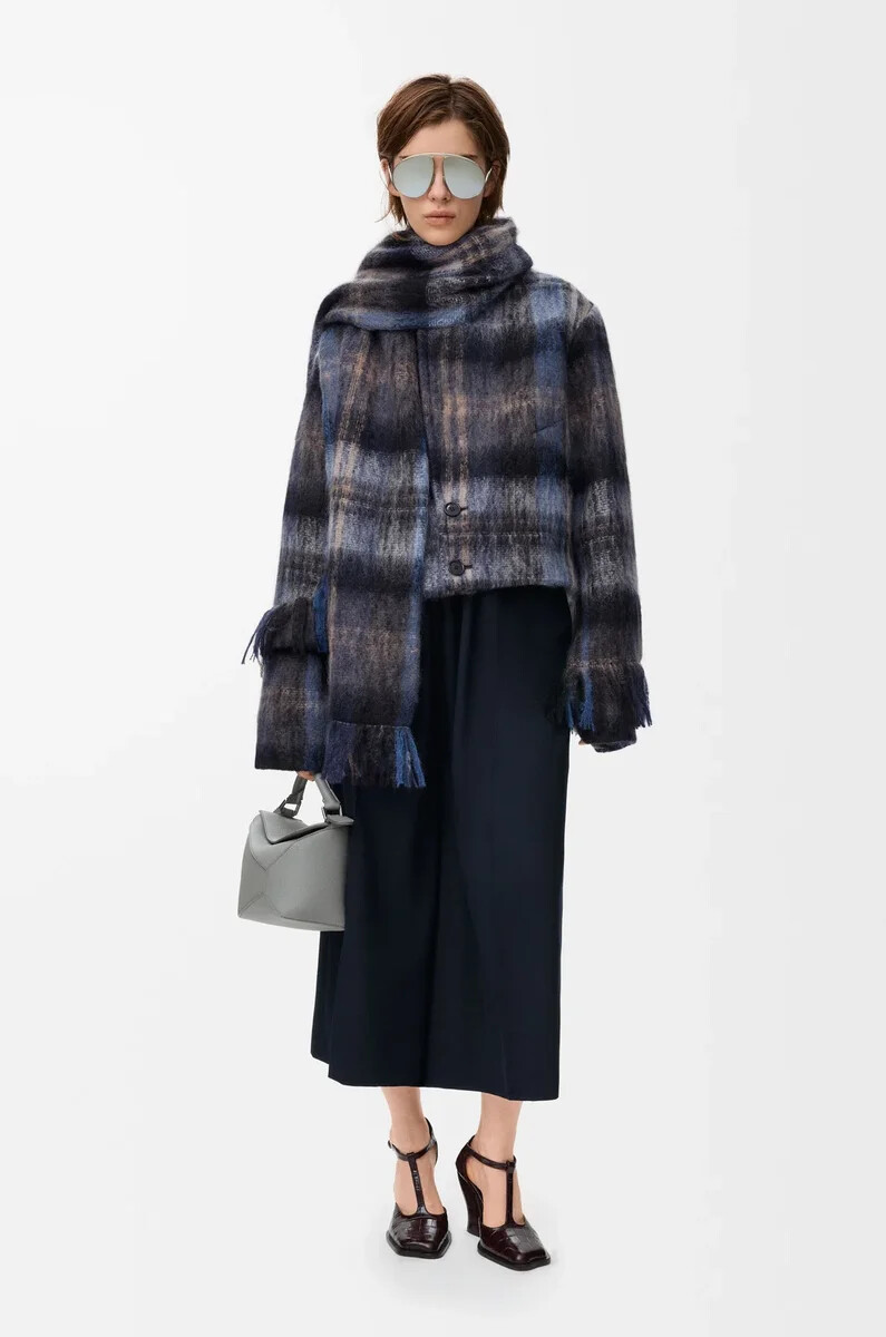jacke aus mohair- und wollmischung blaumehrfarbig