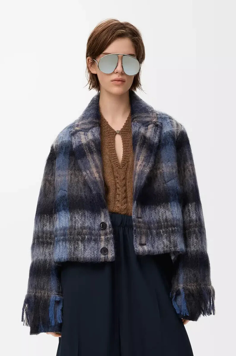 jacke aus mohair- und wollmischung blaumehrfarbig