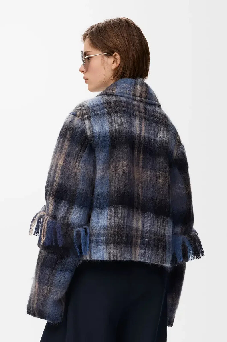 jacke aus mohair- und wollmischung blaumehrfarbig