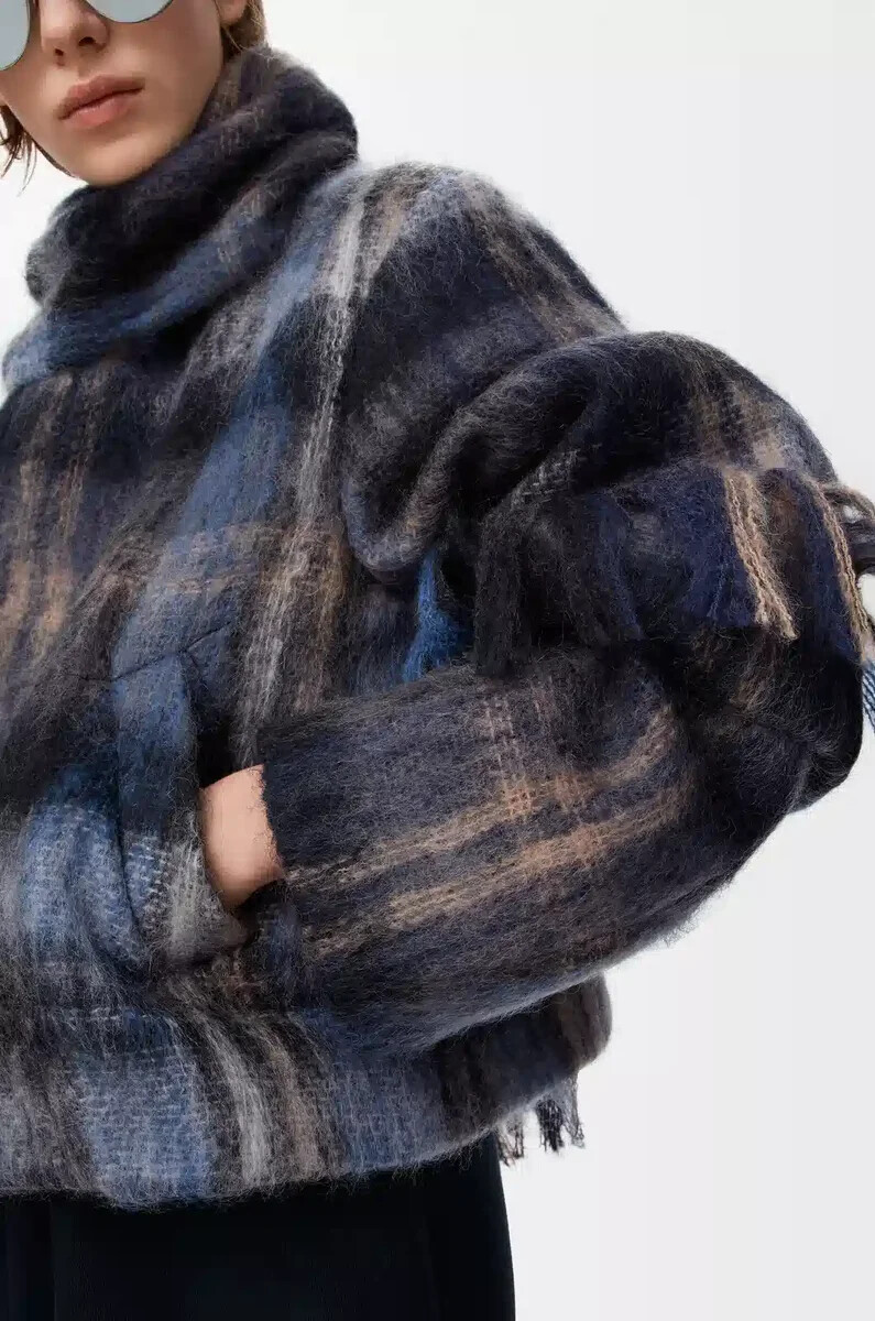 jacke aus mohair- und wollmischung blaumehrfarbig