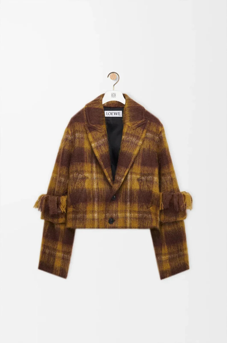 jacke aus mohair- und wollmischung gelbmehrfarbig