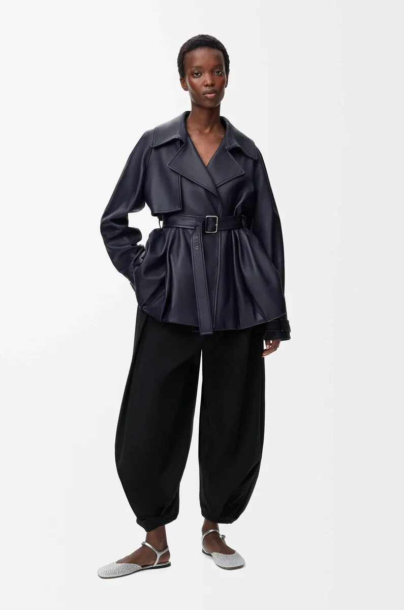 jacke aus nappa-lammleder marineblau