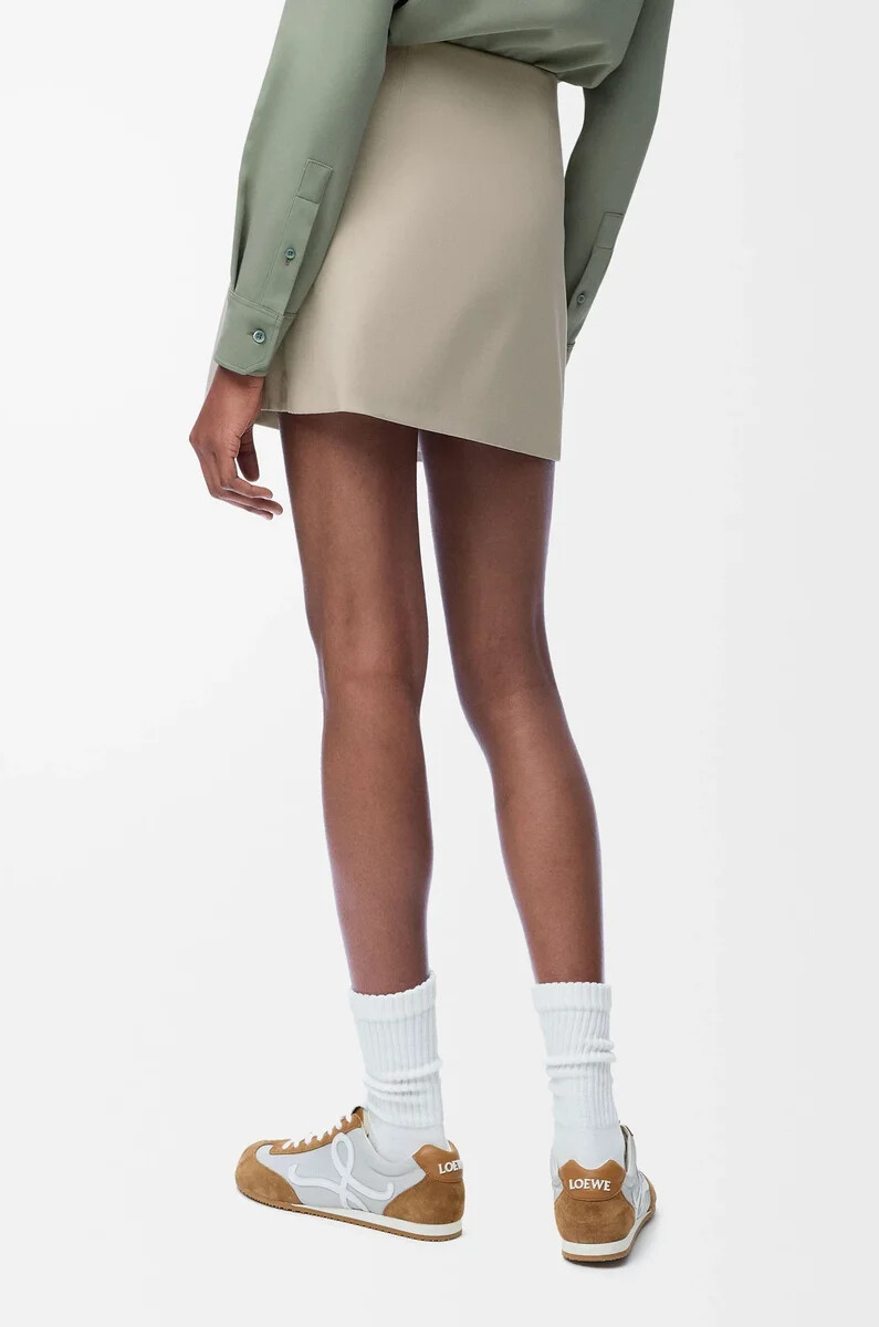 minirock aus baumwolle und seide hellbeige