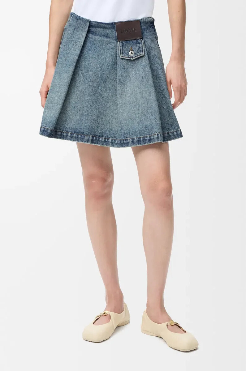 minirock aus gewaschenem denim