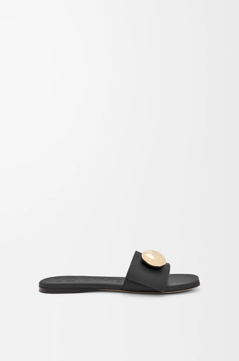 pebble-sandalen aus weichem kalbsleder schwarz