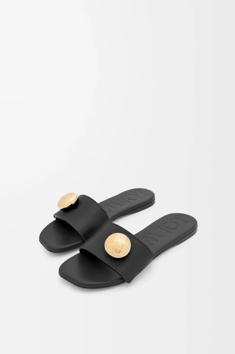 pebble-sandalen aus weichem kalbsleder schwarz