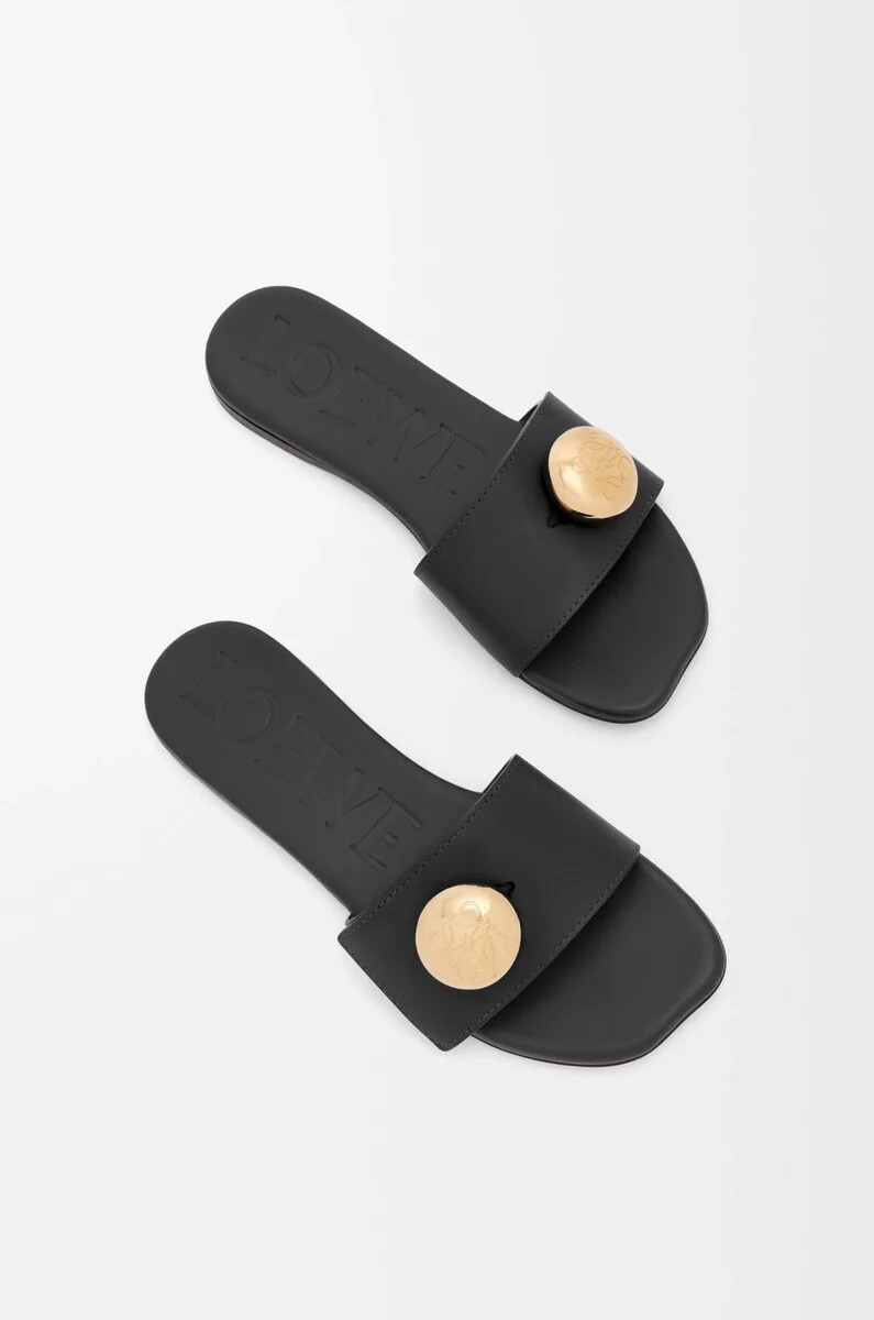 pebble-sandalen aus weichem kalbsleder schwarz