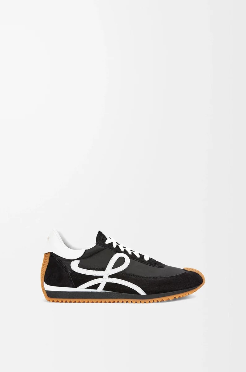 flow runner aus nylon und wildleder schwarzweiß