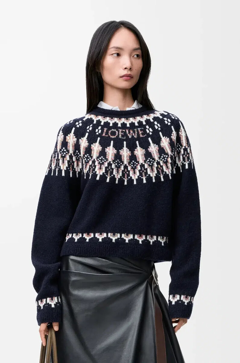 pullover aus wollmischung marineblaumehrfarbig