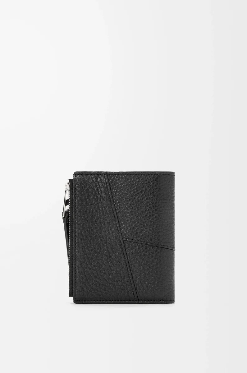 puzzle slim compact wallet aus geschmeidigem genarbtem kalbsleder schwarz