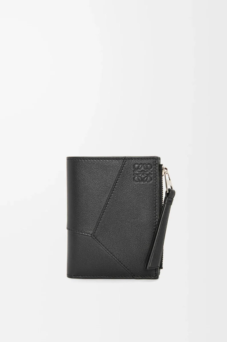 puzzle slim compact wallet aus klassischem kalbsleder schwarz