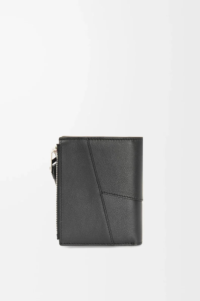 puzzle slim compact wallet aus klassischem kalbsleder schwarz