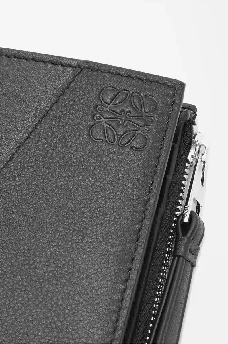 puzzle slim compact wallet aus klassischem kalbsleder schwarz
