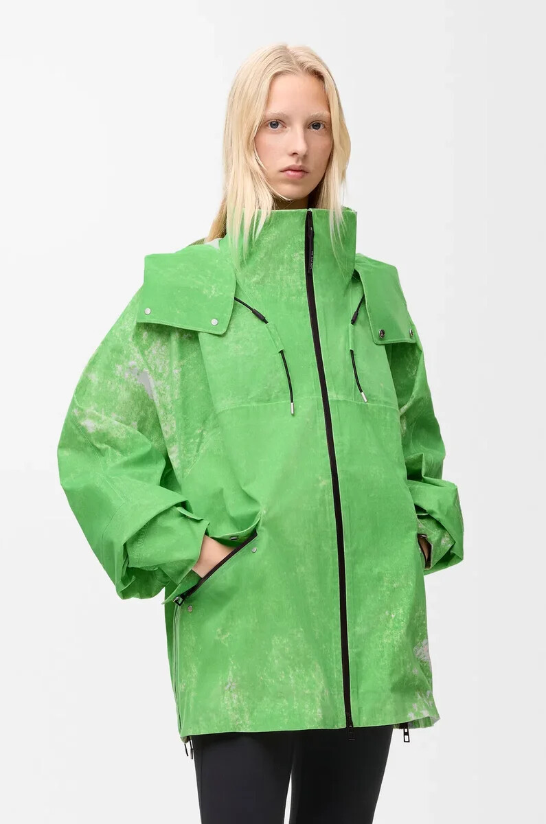 jacke aus beflocktem funktionsmaterial grün