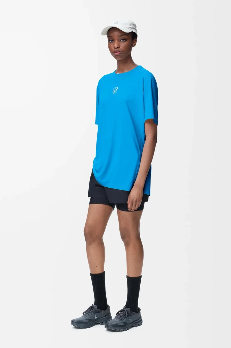 funktions-t-shirt aus technischem jersey blau