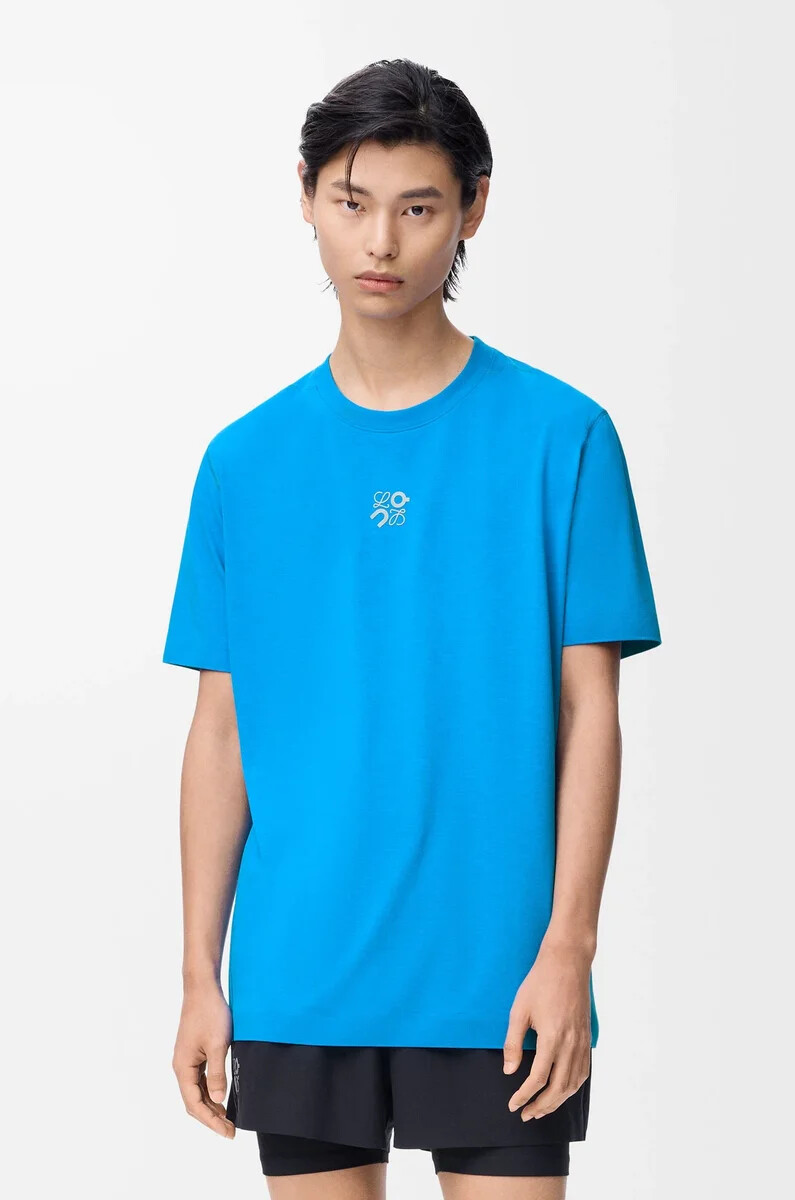 funktions-t-shirt aus technischem jersey blau