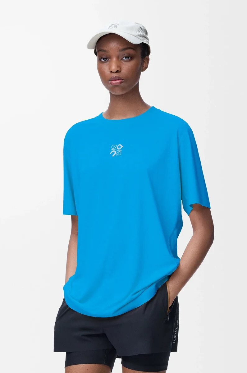 funktions-t-shirt aus technischem jersey blau