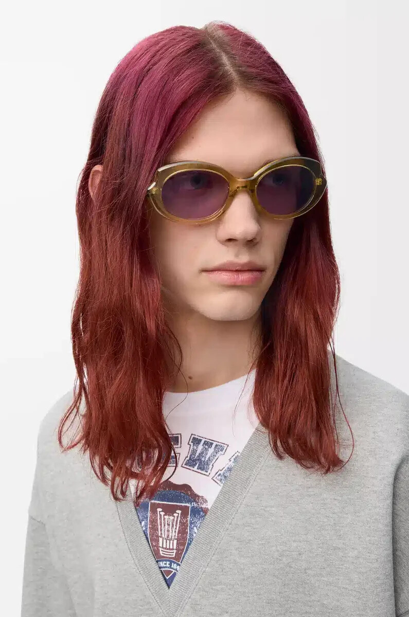 mini oval slim sonnenbrille transparent olive