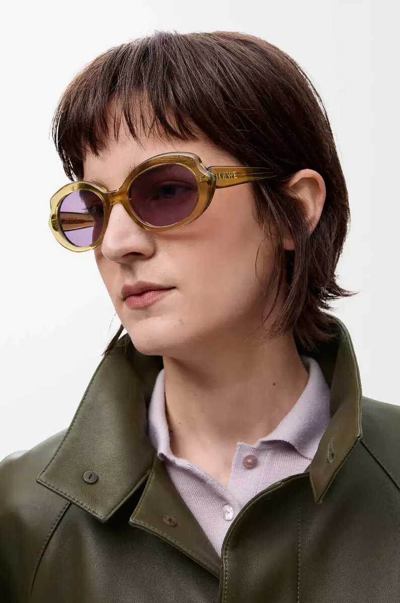 mini oval slim sonnenbrille transparent olive