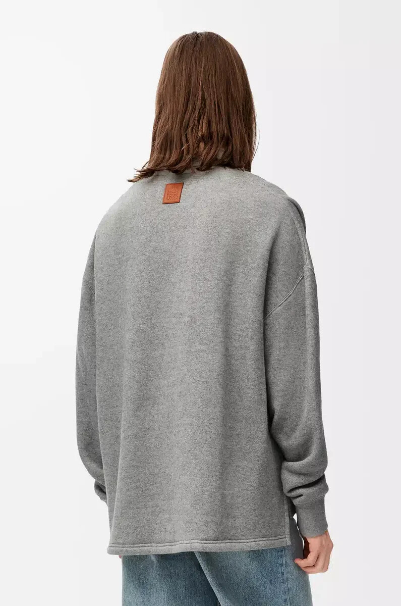 polo-sweatshirt aus baumwolle und kaschmir bleigrau