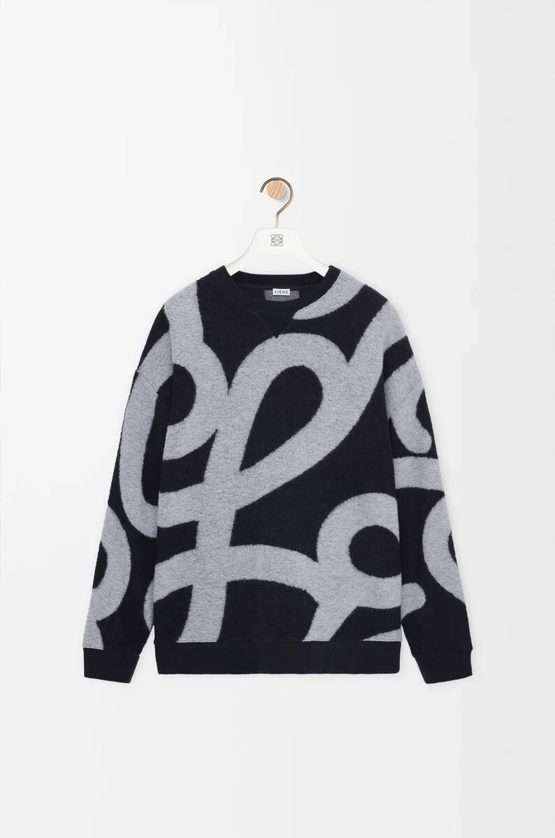 sweatshirt aus wolle und baumwolle marineblaugrau