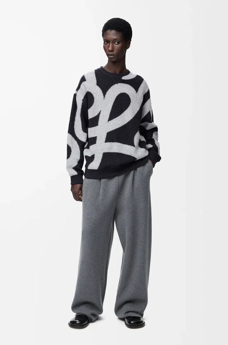 sweatshirt aus wolle und baumwolle marineblaugrau