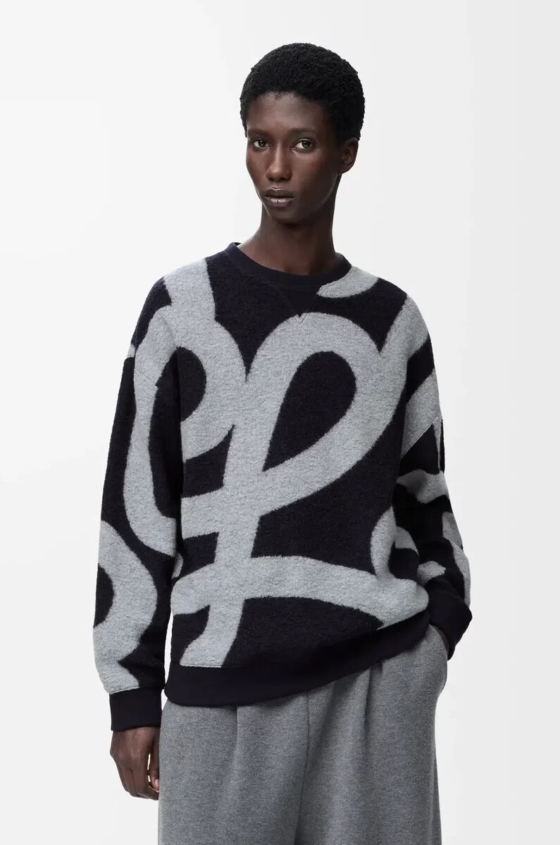 sweatshirt aus wolle und baumwolle marineblaugrau